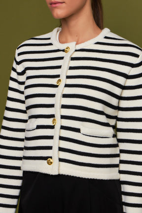 English Factory- Knit Striped Sweater Cardigan