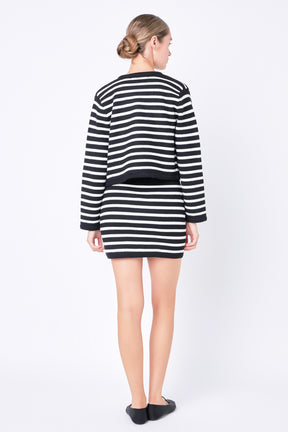 ENGLISH FACTORY - Knit Striped Sweater Cardigan - SWEATERS & KNITS available at Objectrare