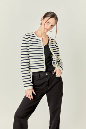 ENGLISH FACTORY - Knit Striped Sweater Cardigan - SWEATERS & KNITS available at Objectrare