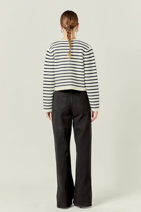 ENGLISH FACTORY - Knit Striped Sweater Cardigan - SWEATERS & KNITS available at Objectrare