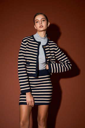 ENGLISH FACTORY - Knit Striped Sweater Cardigan - SWEATERS & KNITS available at Objectrare