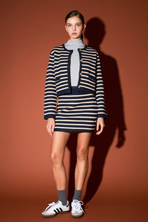 ENGLISH FACTORY - Knit Striped Sweater Cardigan - SWEATERS & KNITS available at Objectrare