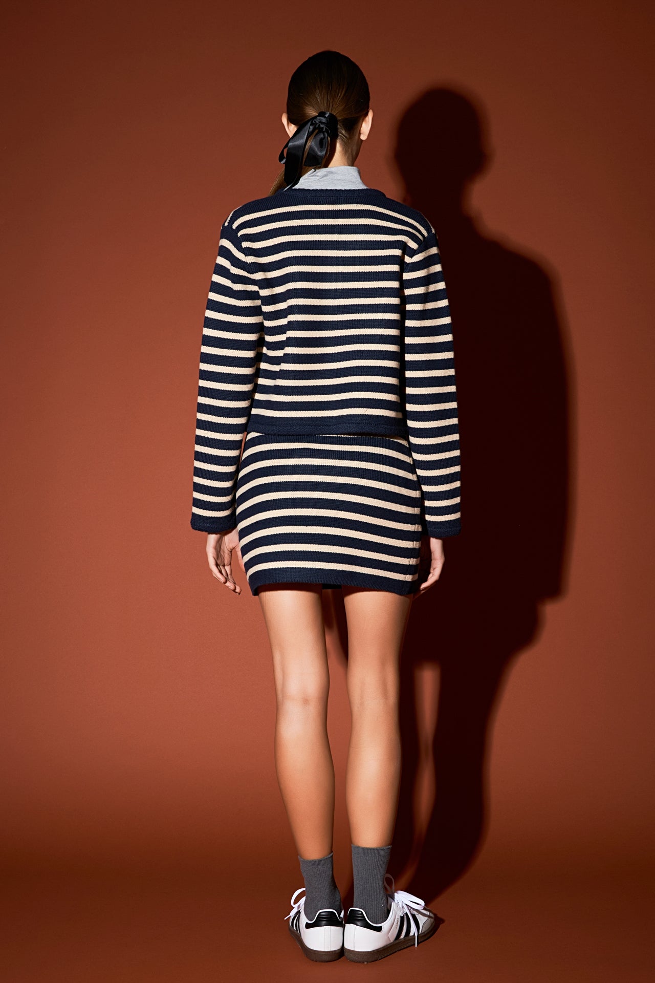 ENGLISH FACTORY - Knit Striped Sweater Cardigan - SWEATERS & KNITS available at Objectrare