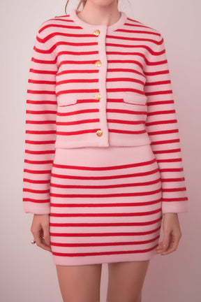 ENGLISH FACTORY - Knit Striped Sweater Cardigan - SWEATERS & KNITS available at Objectrare