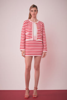 ENGLISH FACTORY - Knit Striped Sweater Cardigan - SWEATERS & KNITS available at Objectrare