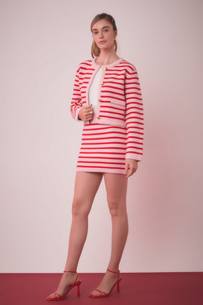 ENGLISH FACTORY - Knit Striped Sweater Cardigan - SWEATERS & KNITS available at Objectrare