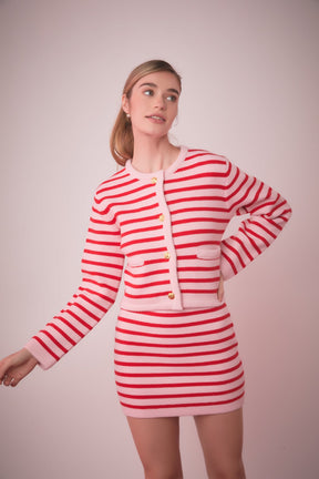 ENGLISH FACTORY - Knit Striped Sweater Cardigan - SWEATERS & KNITS available at Objectrare