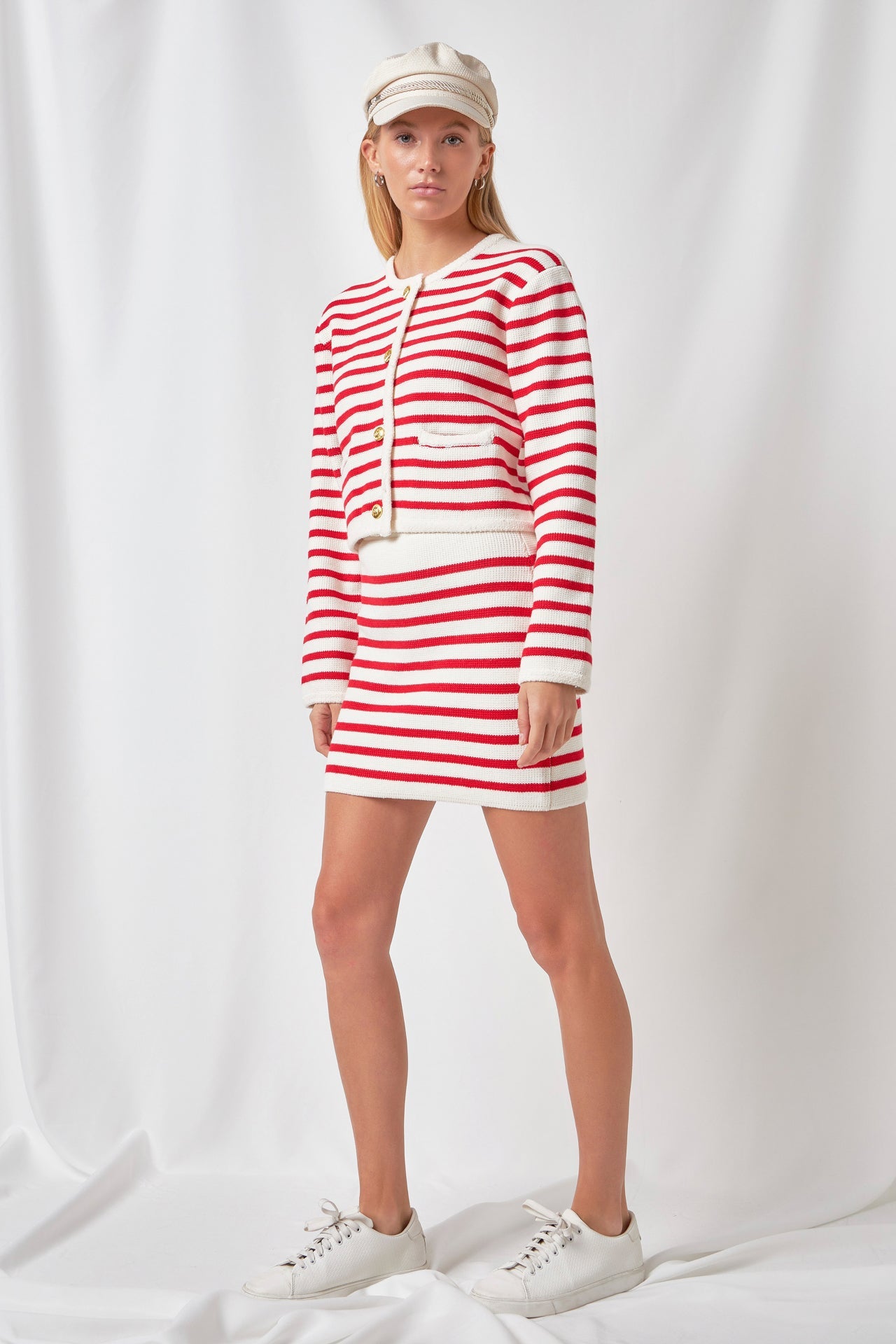 English Factory - Knit Striped Sweater Cardigan