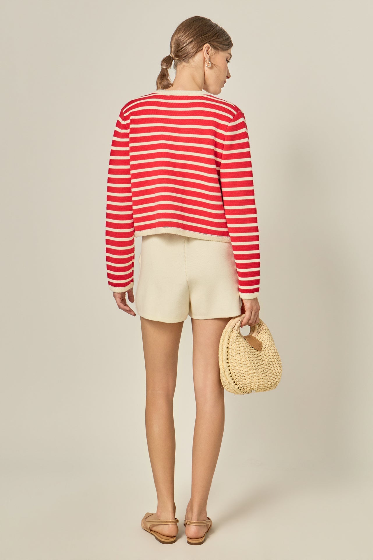 ENGLISH FACTORY - Pepper Knit Sailor Stripe Cropped Sweater Cardigan - SWEATERS & KNITS available at Objectrare