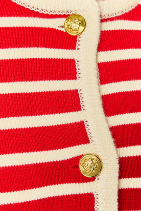 ENGLISH FACTORY - Pepper Knit Sailor Stripe Cropped Sweater Cardigan - SWEATERS & KNITS available at Objectrare