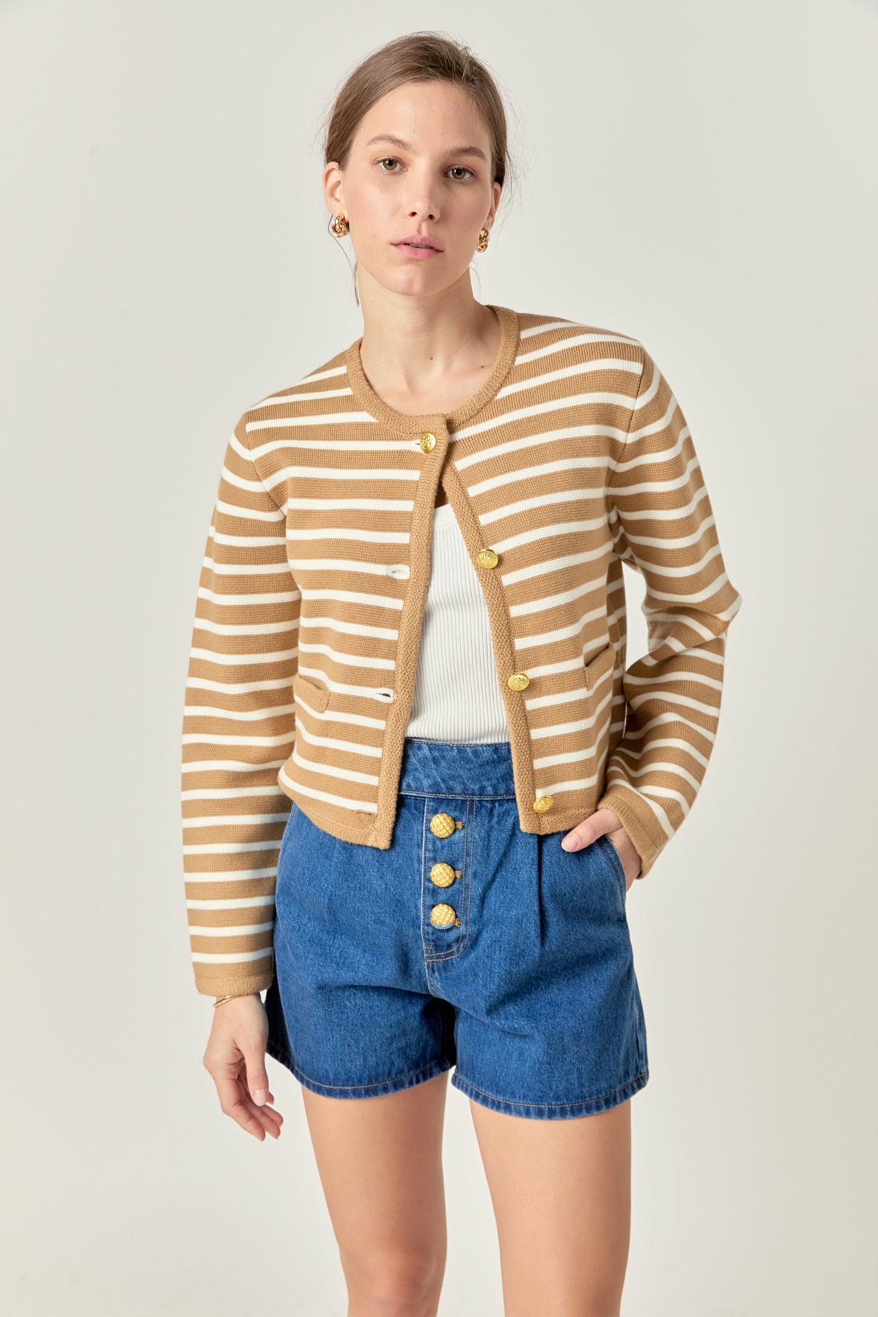 ENGLISH FACTORY - Knit Striped Sweater Cardigan - SWEATERS & KNITS available at Objectrare