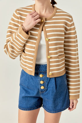 ENGLISH FACTORY - English Factory - Knit Striped Sweater Cardigan - SWEATERS & KNITS available at Objectrare