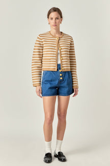 ENGLISH FACTORY - Knit Striped Sweater Cardigan - SWEATERS & KNITS available at Objectrare