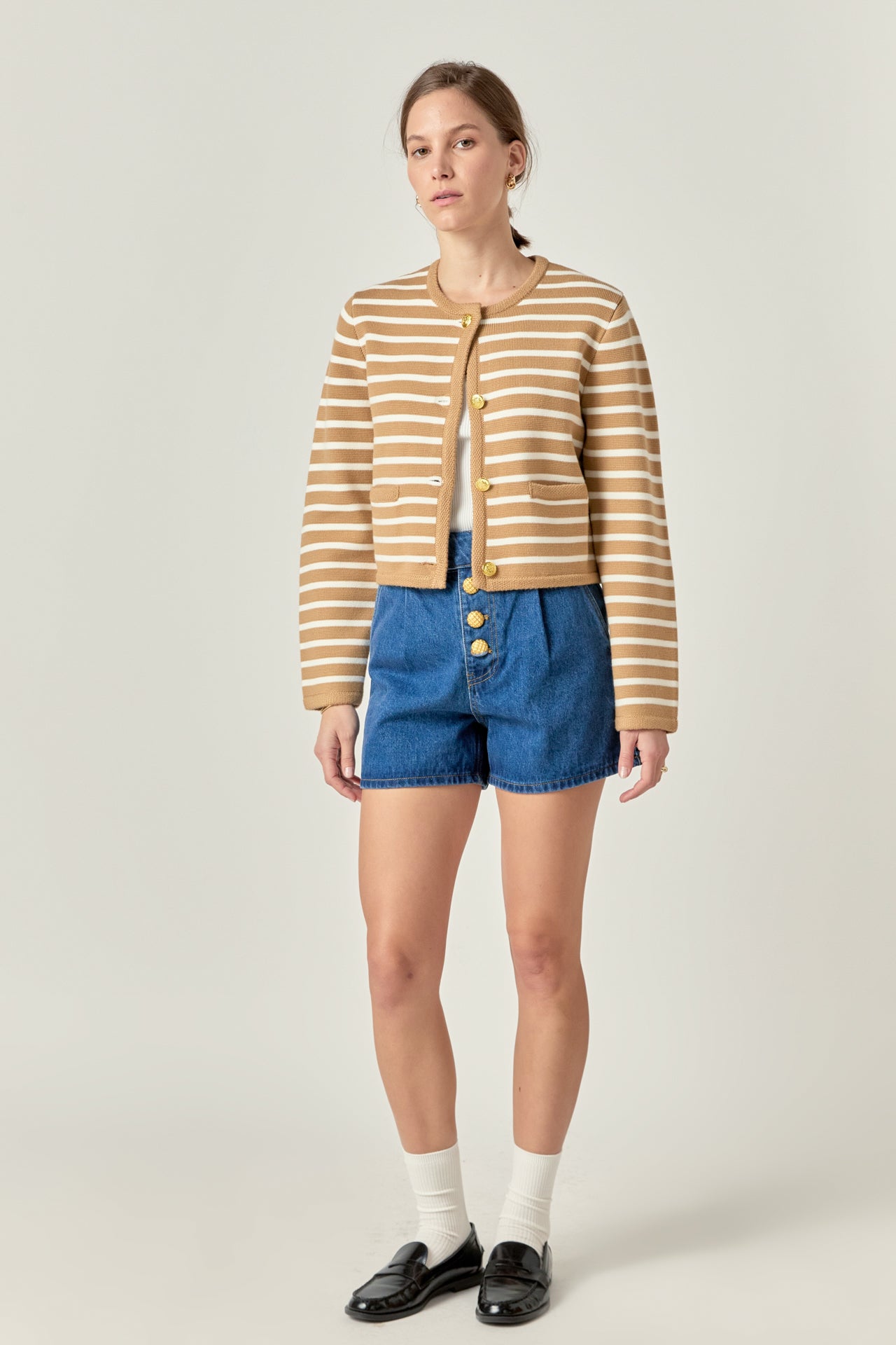 ENGLISH FACTORY - Knit Striped Sweater Cardigan - SWEATERS & KNITS available at Objectrare