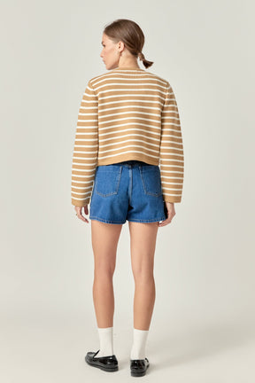 ENGLISH FACTORY - Knit Striped Sweater Cardigan - SWEATERS & KNITS available at Objectrare