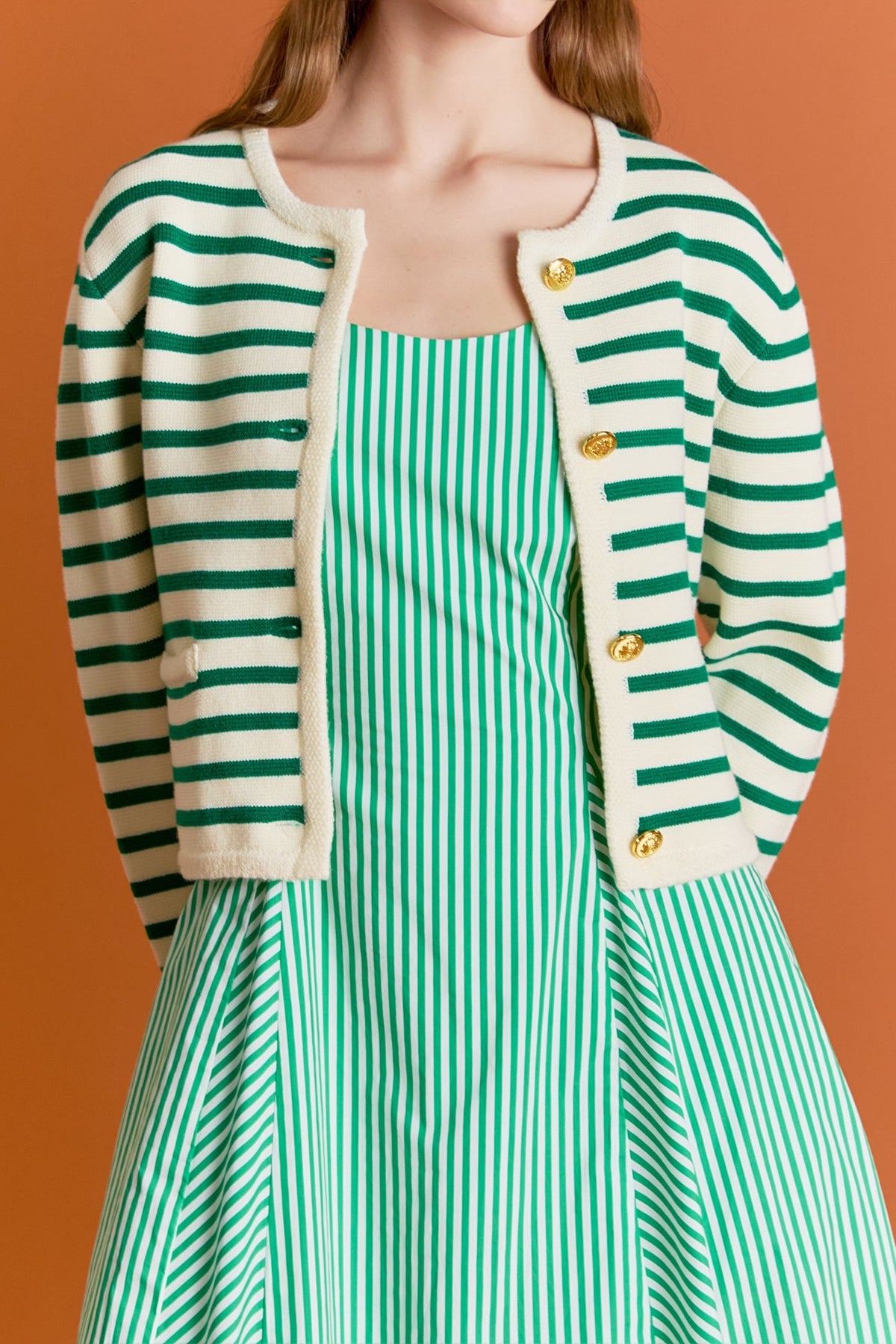Knit Striped Sweater Cardigan
