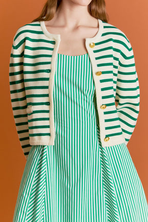 ENGLISH FACTORY - Knit Striped Sweater Cardigan - SWEATERS & KNITS available at Objectrare