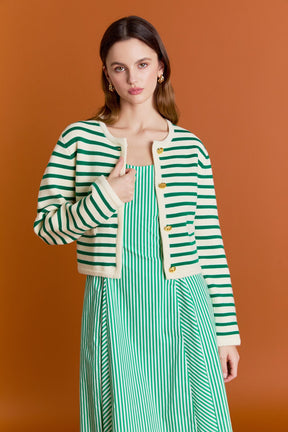 ENGLISH FACTORY - Knit Striped Sweater Cardigan - SWEATERS & KNITS available at Objectrare