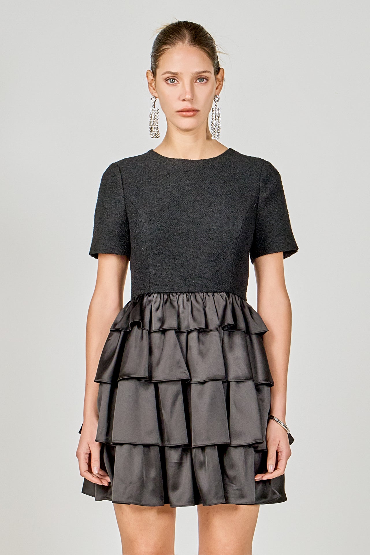 ENDLESS ROSE - Boucle Satin Mini Dress - DRESSES available at Objectrare