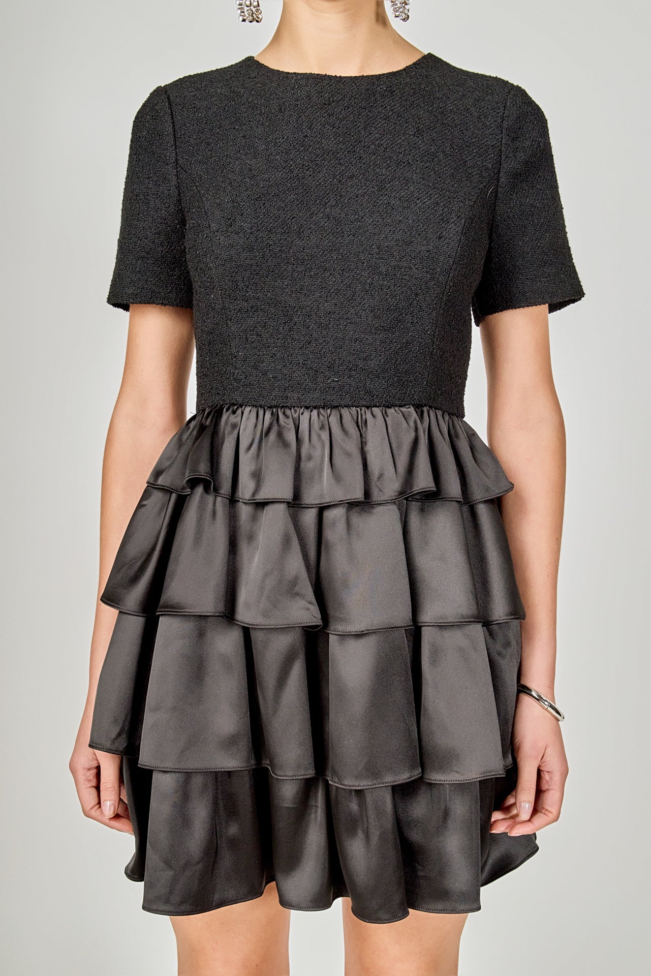 ENDLESS ROSE - Boucle Satin Mini Dress - DRESSES available at Objectrare