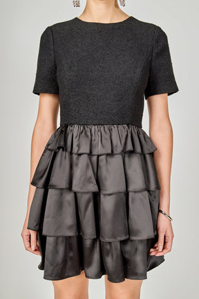 ENDLESS ROSE - Boucle Satin Mini Dress - DRESSES available at Objectrare