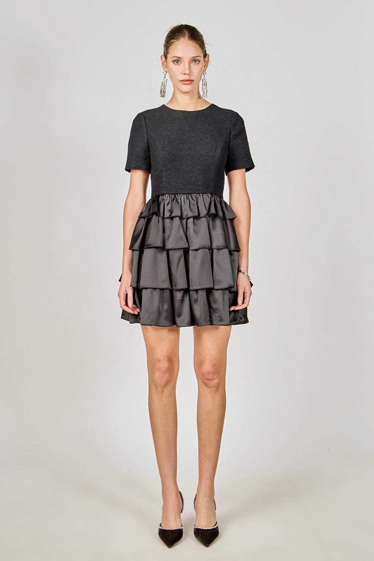 ENDLESS ROSE - Boucle Satin Mini Dress - DRESSES available at Objectrare