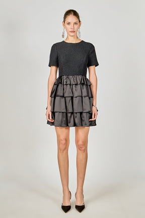 ENDLESS ROSE - Boucle Satin Mini Dress - DRESSES available at Objectrare