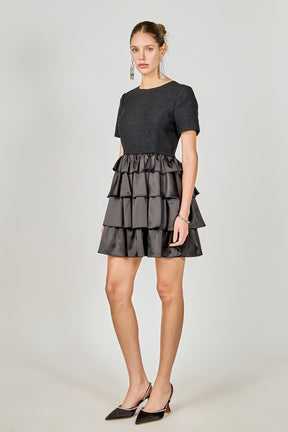 ENDLESS ROSE - Boucle Satin Mini Dress - DRESSES available at Objectrare