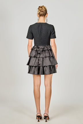 ENDLESS ROSE - Boucle Satin Mini Dress - DRESSES available at Objectrare