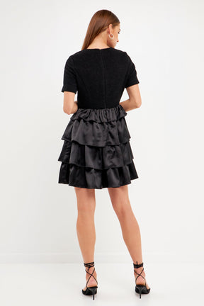 ENDLESS ROSE - Boucle Satin Mini Dress - DRESSES available at Objectrare