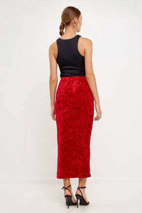 ENDLESS ROSE - Velvet Ruched Maxi Skirt - SKIRTS available at Objectrare