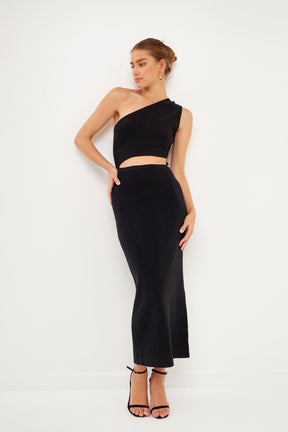ENDLESS ROSE - One Shoulder Cutout Maxi Dress - DRESSES available at Objectrare
