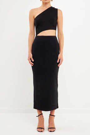 ENDLESS ROSE - One Shoulder Cutout Maxi Dress - DRESSES available at Objectrare