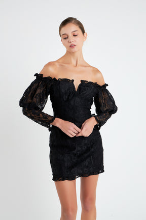ENDLESS ROSE - Off the Shoulder Fitted Mini Dress - DRESSES available at Objectrare