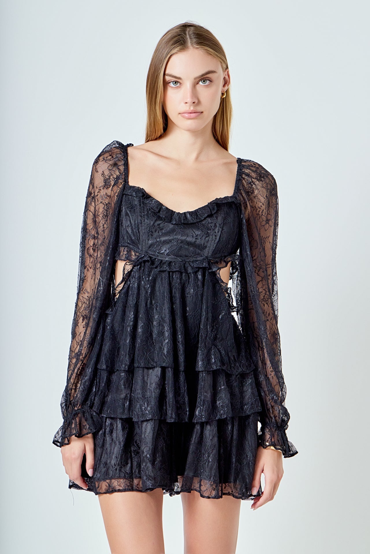 ENDLESS ROSE - Premium Cut-out Lace Mini Dress - DRESSES available at Objectrare