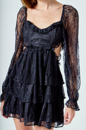 ENDLESS ROSE - Premium Cut-out Lace Mini Dress - DRESSES available at Objectrare