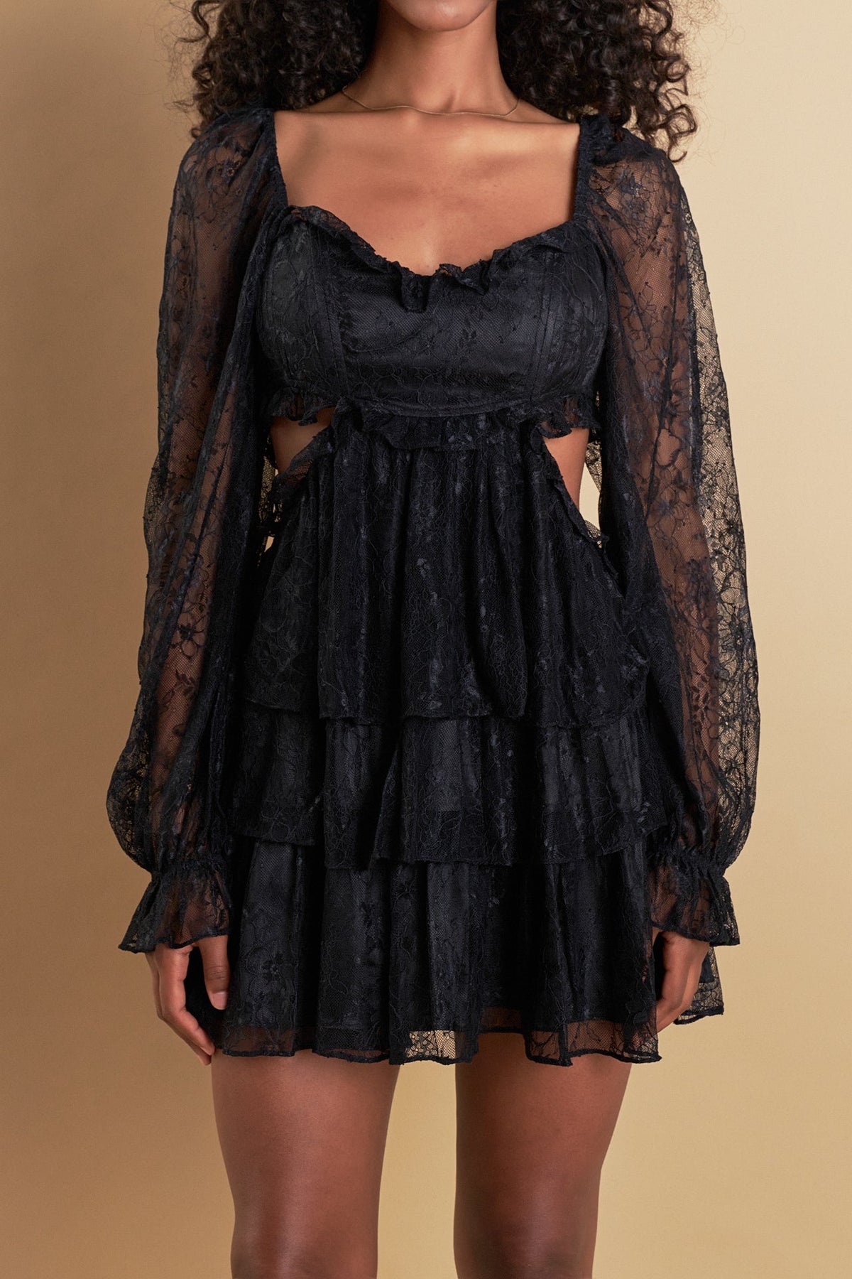 ENDLESS ROSE - Premium Cut-out Lace Mini Dress - DRESSES available at Objectrare