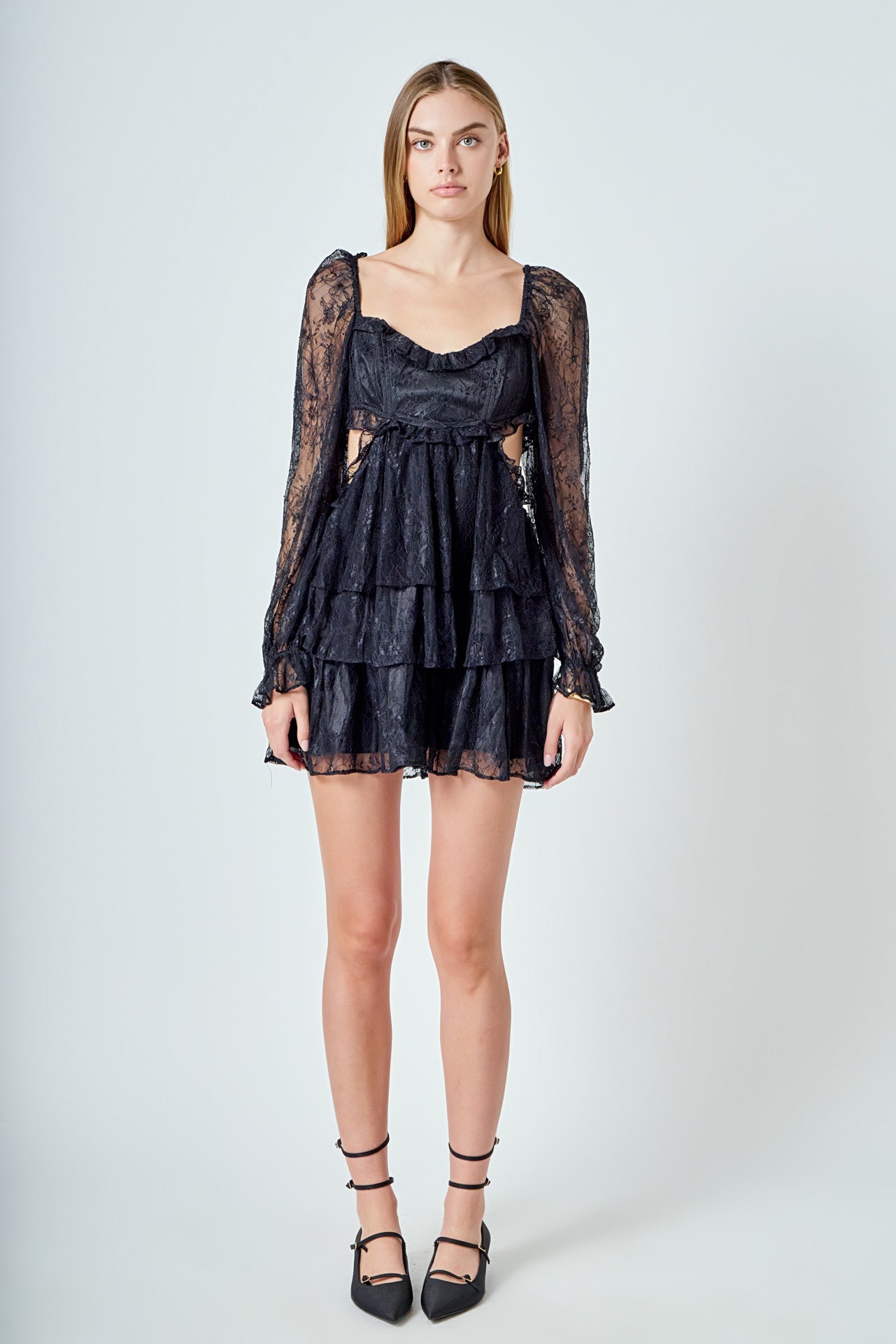 ENDLESS ROSE - Premium Cut-out Lace Mini Dress - DRESSES available at Objectrare