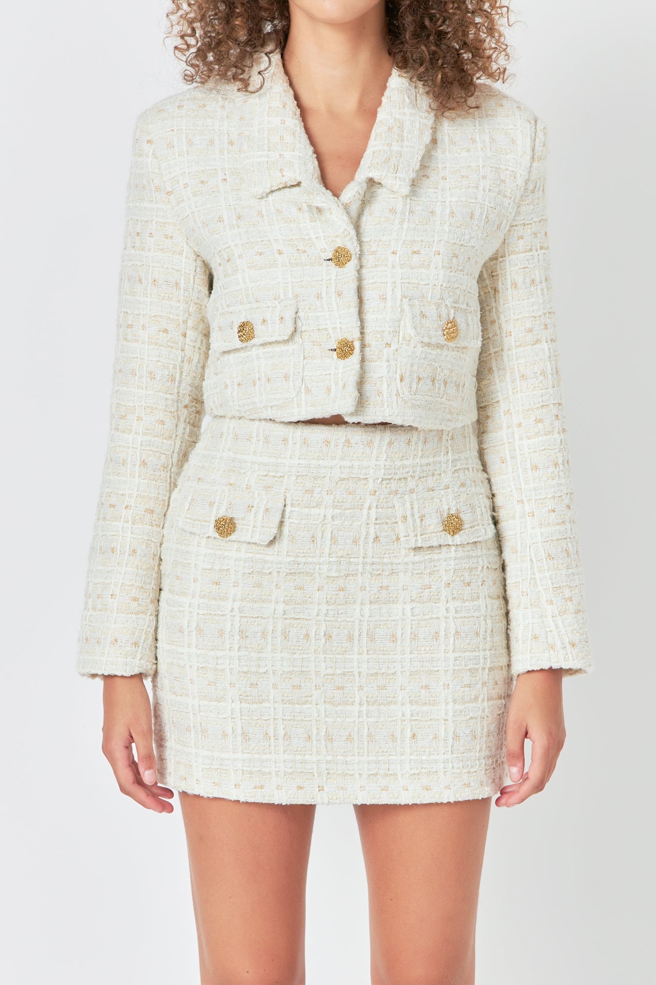 ENDLESS ROSE - Endless Rose - Premium Cropped Tweed Jacket - JACKETS available at Objectrare