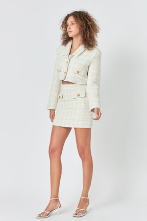 ENDLESS ROSE - Premium Cropped Tweed Jacket - JACKETS available at Objectrare