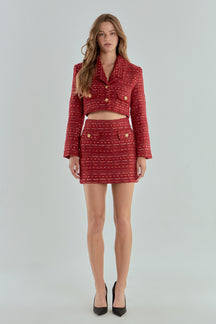 ENDLESS ROSE - Premium Cropped Tweed Jacket - JACKETS available at Objectrare