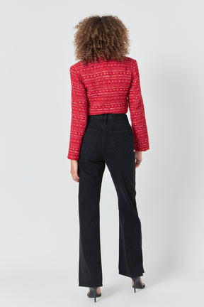 ENDLESS ROSE - Premium Cropped Tweed Jacket - JACKETS available at Objectrare