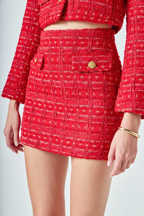 ENDLESS ROSE - Premium Tweed Mini Skirt - SKIRTS available at Objectrare