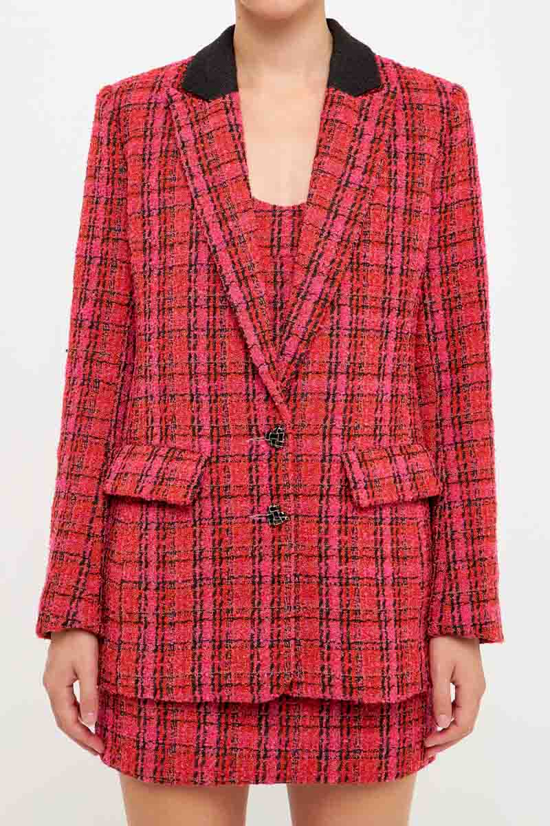 ENDLESS ROSE - Single-Breasted Tweed Blazer - BLAZERS available at Objectrare