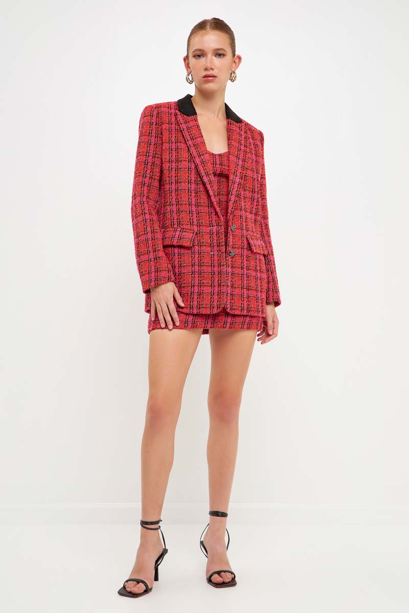 ENDLESS ROSE - Single-Breasted Tweed Blazer - BLAZERS available at Objectrare