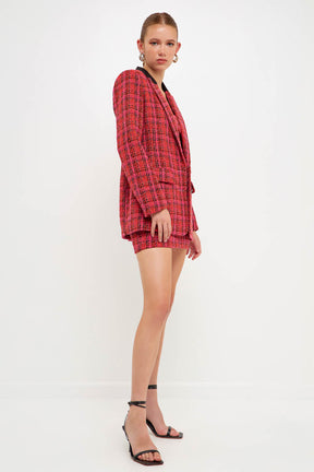 ENDLESS ROSE - Single-Breasted Tweed Blazer - BLAZERS available at Objectrare