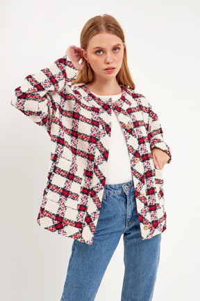 ENGLISH FACTORY - Plaid Boucle Jacket - JACKETS available at Objectrare