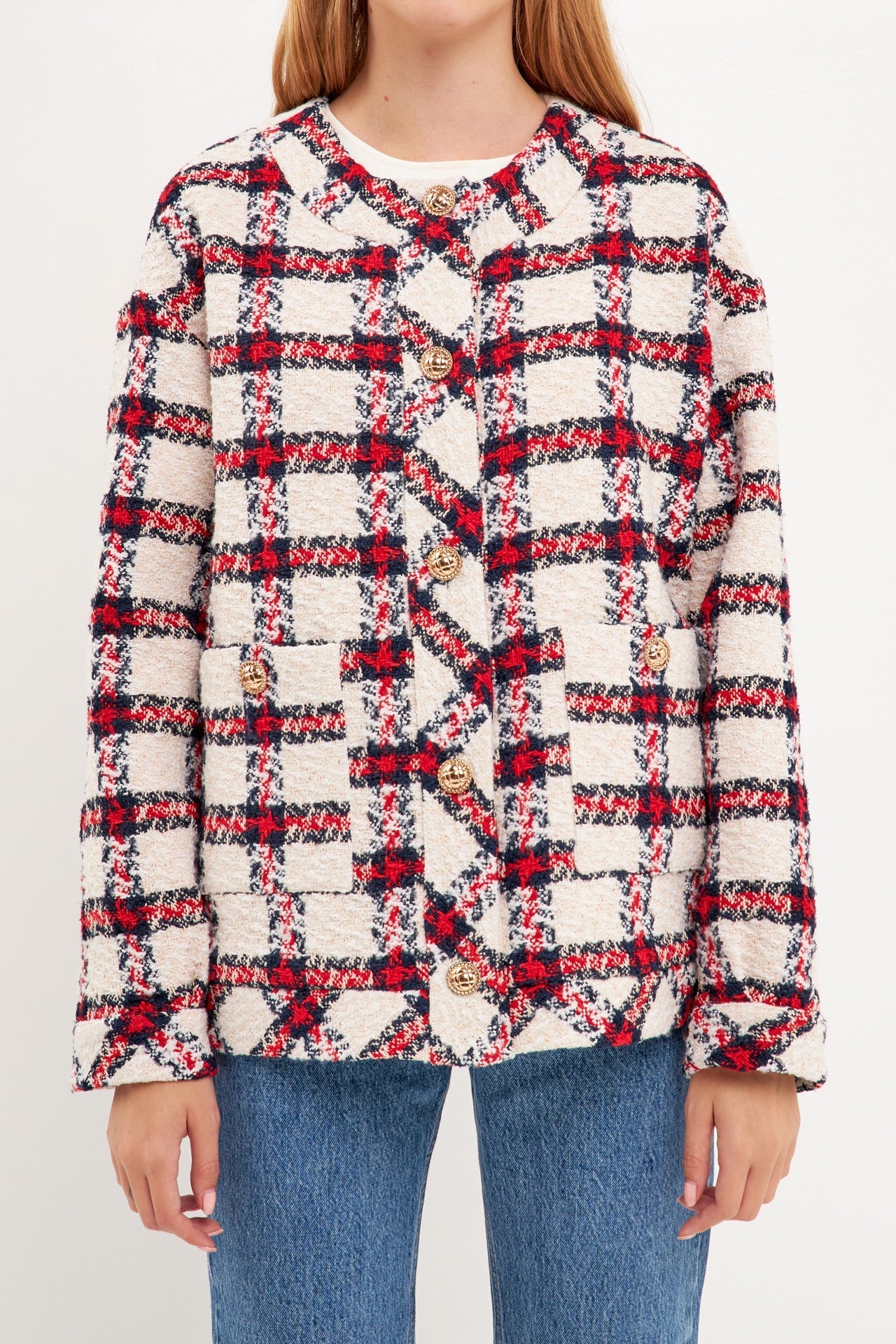 ENGLISH FACTORY - English Factory - Plaid Boucle Jacket - JACKETS available at Objectrare