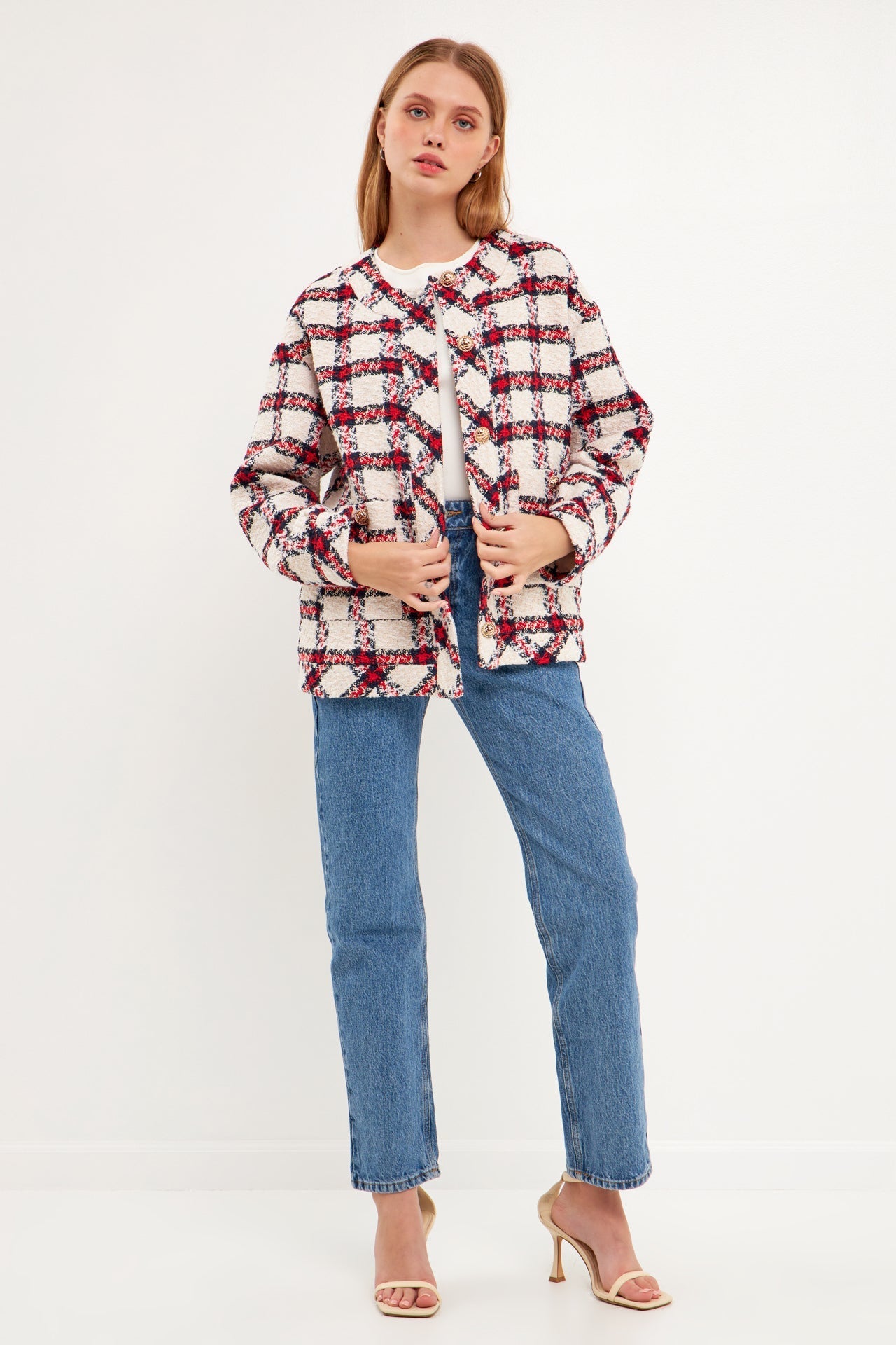 ENGLISH FACTORY - Plaid Boucle Jacket - JACKETS available at Objectrare
