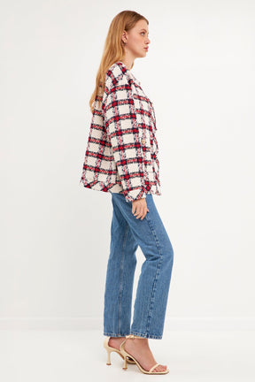 ENGLISH FACTORY - Plaid Boucle Jacket - JACKETS available at Objectrare